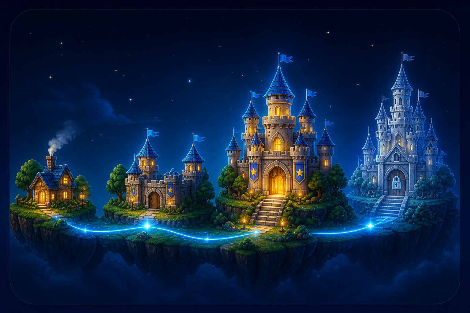 Evolução do castelo: Vila, Muralha, Castelo e Torre Real