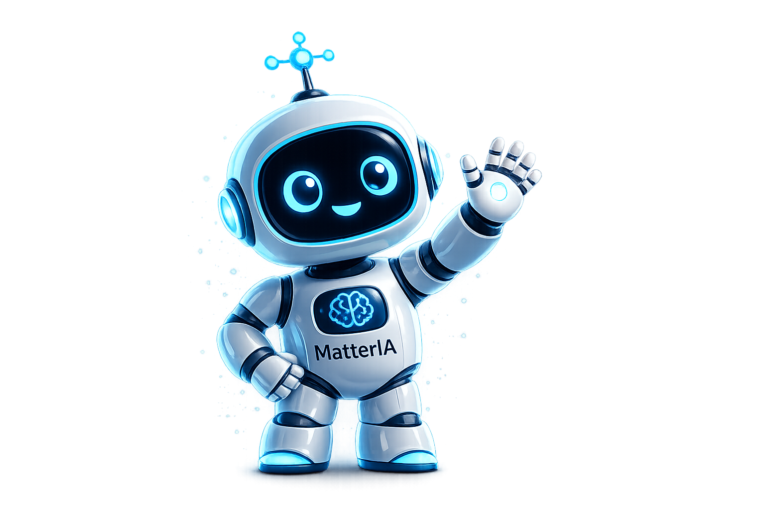 Lumi, a tutora com IA do MatterIA, acenando